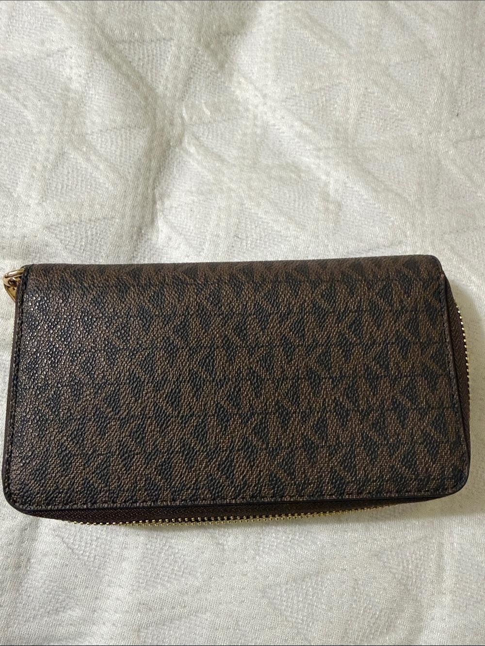 Michael Kors Brown MK Logo Zip Wristlet with Gold Hardware ( final sale) - Picture 3 of 4